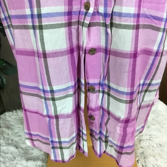 NORTHCREST 1X sleeveless buttondown top pink plaid - Picture 5 of 13